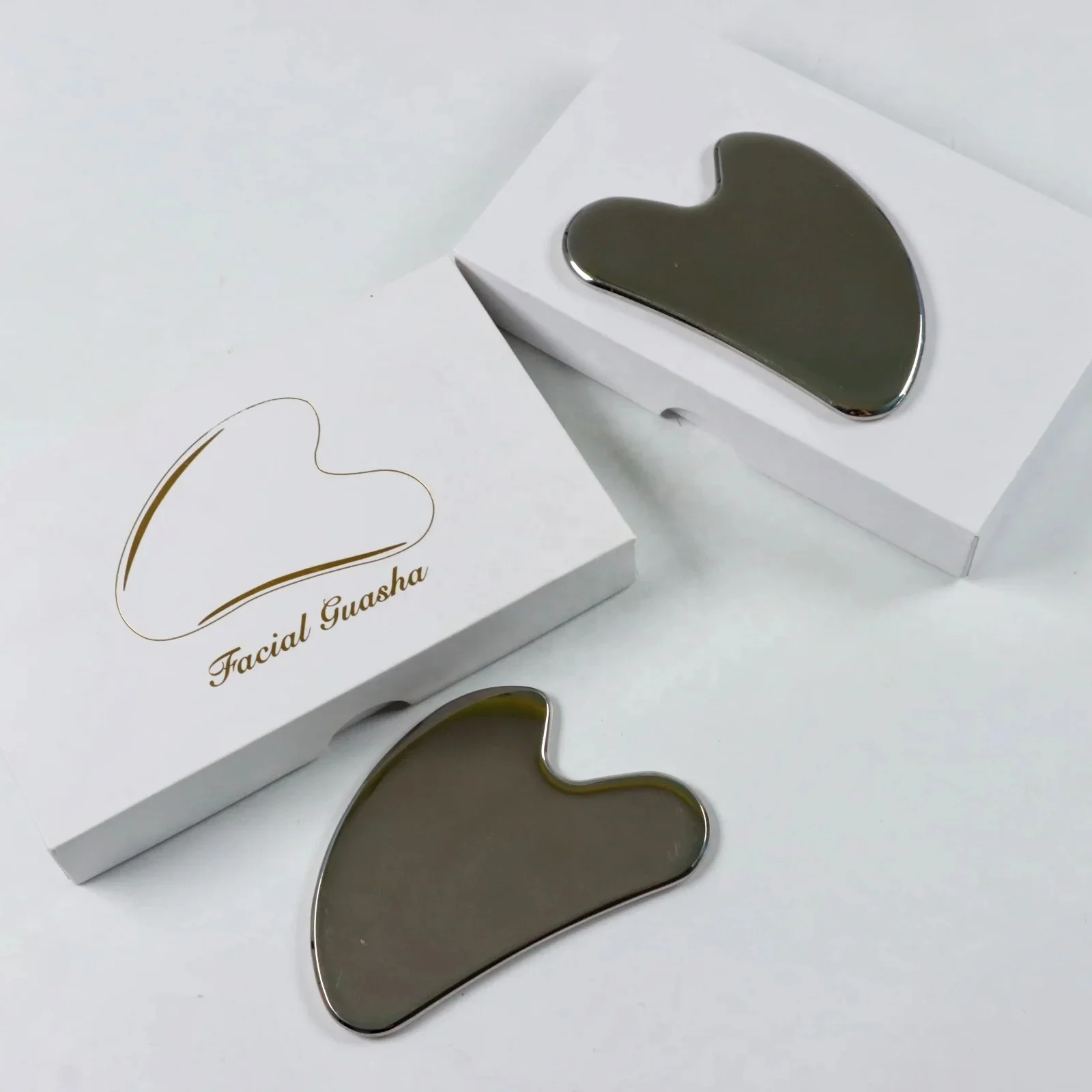 custom logo massage tool 904 stainless steel heart guasha stainless guasha