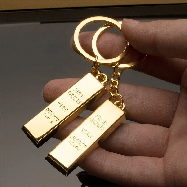 Wholesale Metal Gold Keychains Initial Blank Plate Bar Bullion with Ring Initial Zinc Alloy Keychain