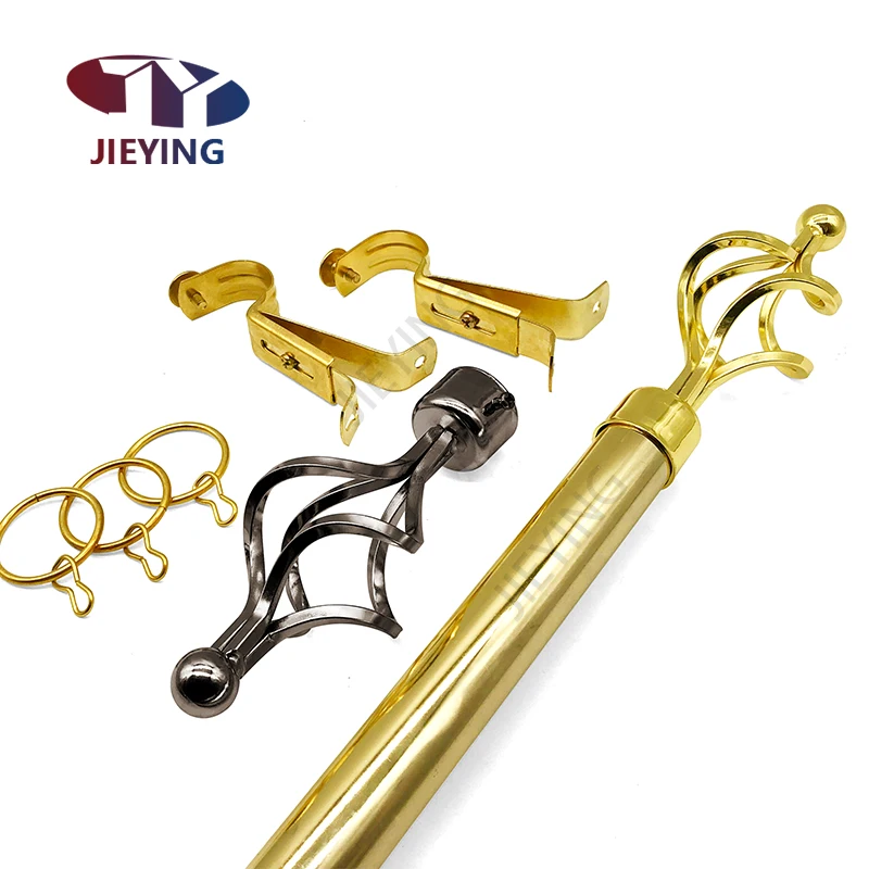 Jieying Home decor adjustable curtain rail track metal telescoping fashion design Iron material roman curtain rods for windows
