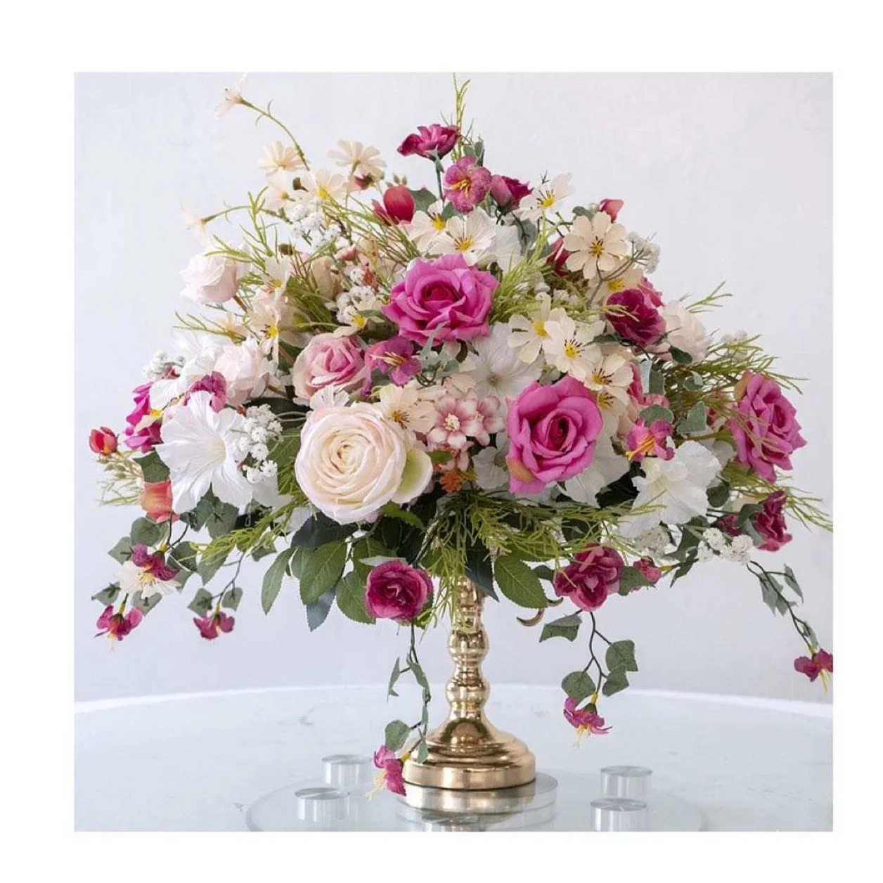 Customized luxury fuchsia darker pink flower ball wedding centerpieces