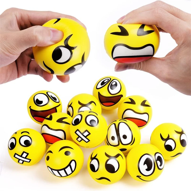 Stress Ball Smiles Foam Ball Soft Foam PU Sports Squeeze Stress Ball Finger Power Exercises for Toddlers Relaxing