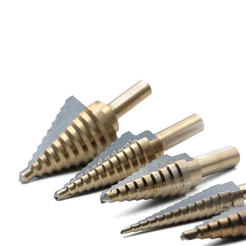5pcs Titanium Step Drill Bit Set HSS Cobalt Step Drill Bits for Wood Plastic Metric Step Drill Bit