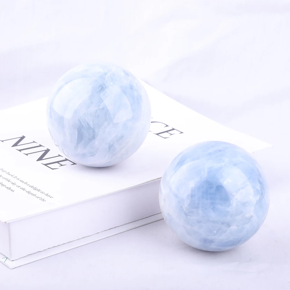 Natural Blue Calcite Crystal Stone Polishing Blue Calcite Crystal Sphere for Decoration