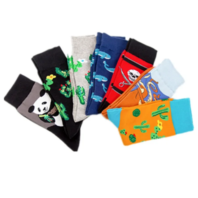Custom Fashion Colorful Socks Logo Cotton Funny Tube Crew Cactus Jack Men Socks