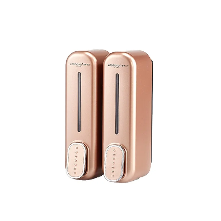 New Design Antique Wall Mounted Hotel Manual Gold Color Liquid Soap Shower Gel Dispenser Tissue Box Abs