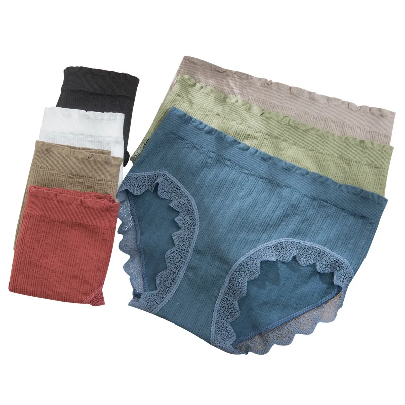 Indian Girl Mid-Rise Hip Underwear Spandex Threaded Ladies Briefs Breathable Cotton Crotch Women Seamless Panties