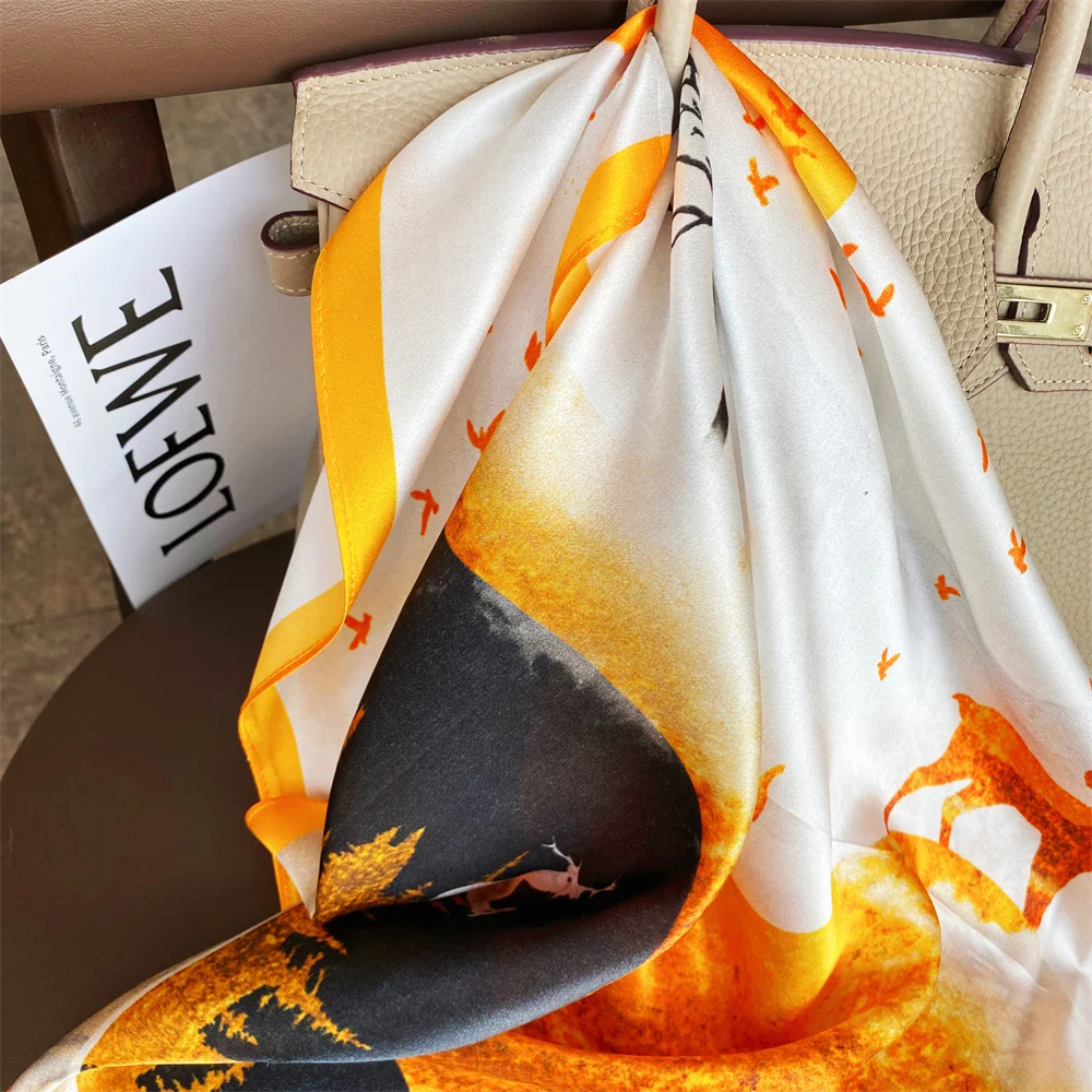 Лидер продаж, оптовая продажа, новый дизайн, бандана, головная повязка, квадратные шарфы, Модный Шелковый шарф с принтом 70 см для женщин