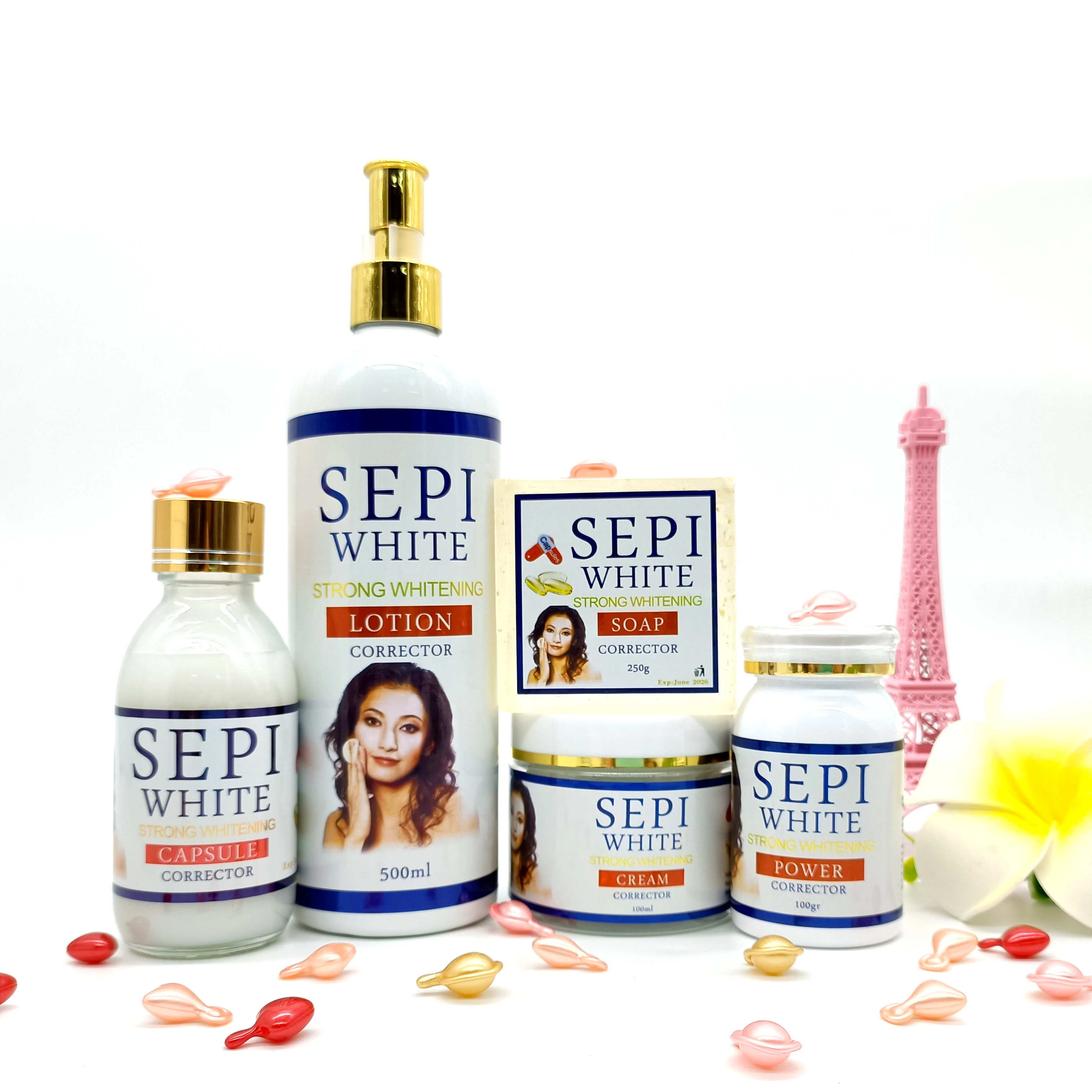 SEPI WHITE strong whitening corrector 5D Gluta even tone fade dark spots nourishing skincare set lotion cream soap power serum