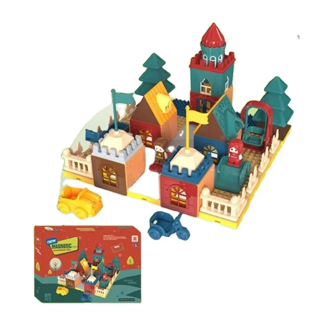 Children educational magnetic Tiles construction building blocks set realistic builds STEM creative toy