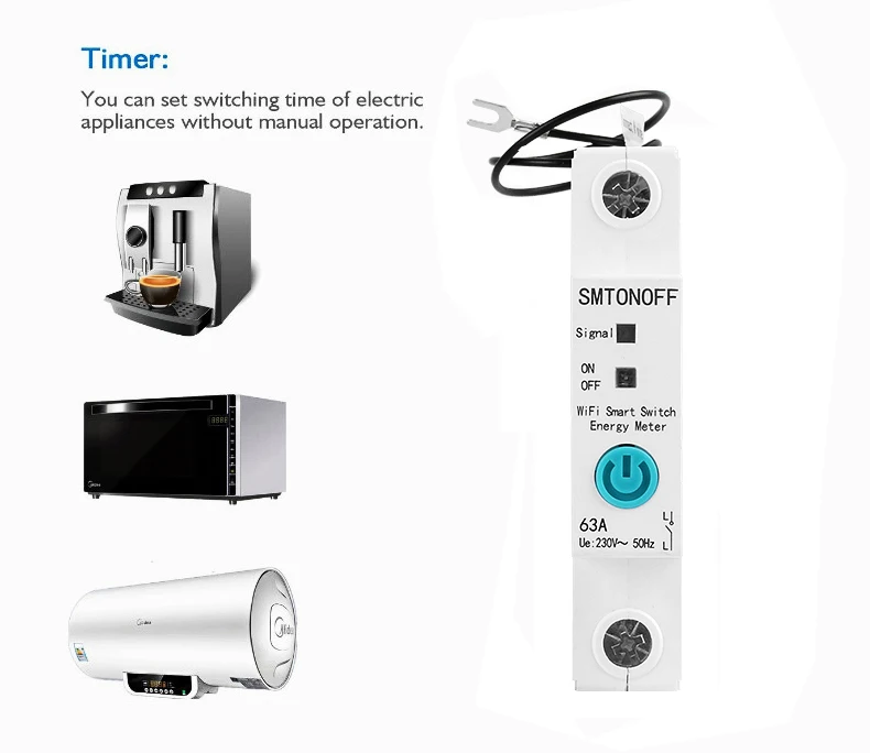 eWeLink Wifi Smart Home 1P Single Phase Circuit Breaker,Din Rail Power Consumption Energy Monitor,kWh Meter,Wattmeter,110V 220V
