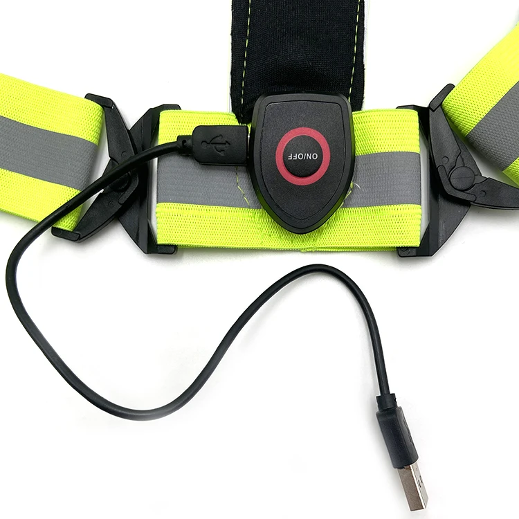 Amazon Hot Sell USB Charging Lightweight 3 Modes Led Running Safety Reflective Vest LED USB Night running lights for runners