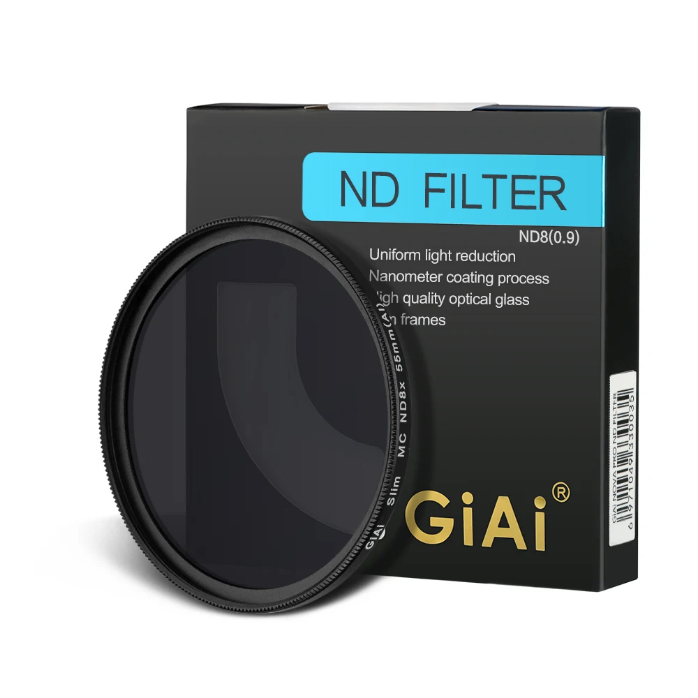 GiAi 3-stop 55mm Slim ND8 filter Neutral density filter DSLR Camera ND filter