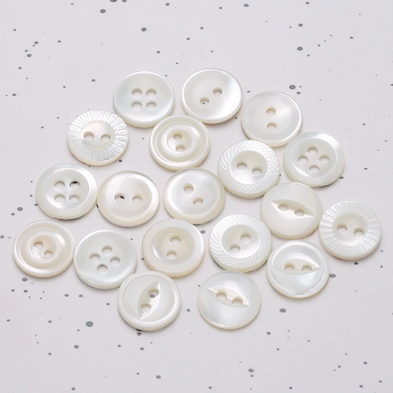 Classic Round Two Holes White Shell Buttons for Shirt - High-Quality and Stylish Fashion Accessory