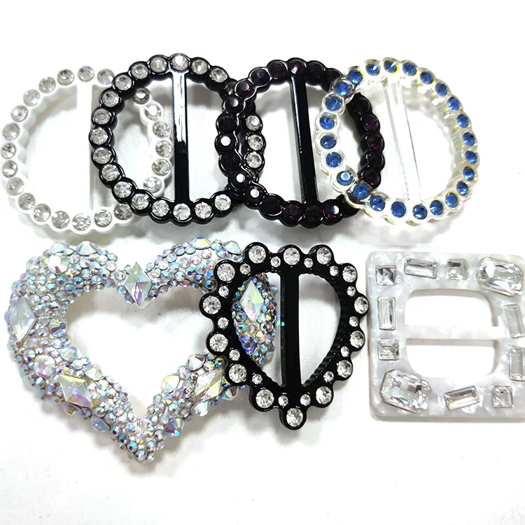 Wholesale Custom Bling Garment Accessory Resin Matel Pin Rectangle Round Crystal Buckle Rhinestone Buckles For Clothes Belt
