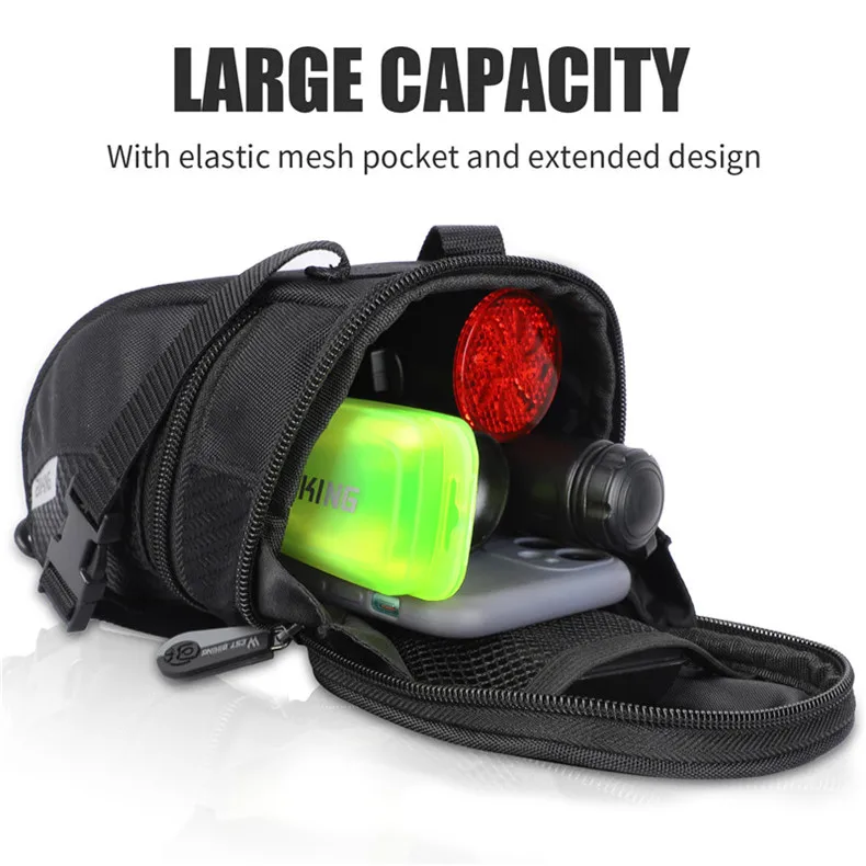 WEST BIKING 1.1L Large Seatpost Mtb Car Bike Tail Cushion Bag Pack Phone Pouch Pocket Waterproof Cycling Bag