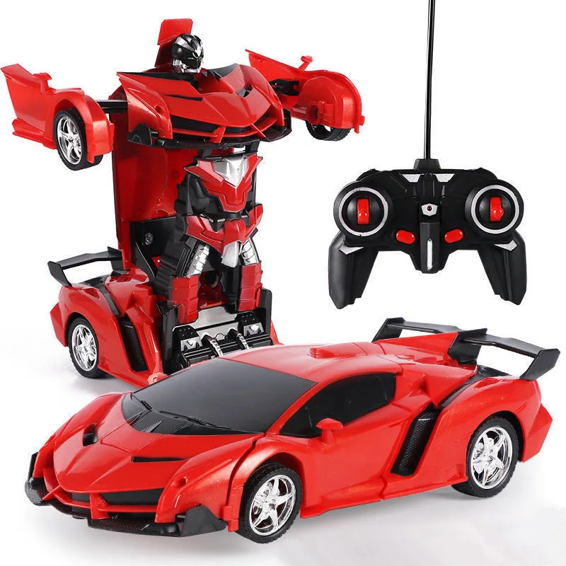 Hot Sale 2 In 1 Car Robot Model Car Remote Control Toys Kids One-button Deformation Toy Remote Control Car for Children Gift