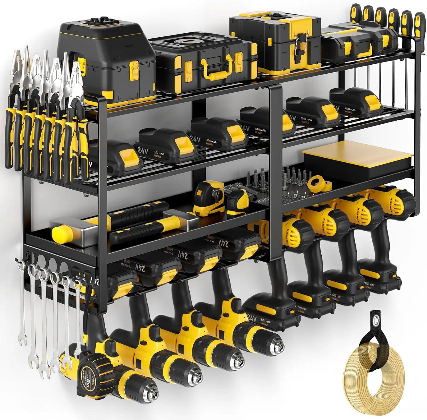 Power Tool Organizer Wall Mount, Extended Large Heavy Duty Drill Holder, 4 Layer Garage Tool Organizer and Storage