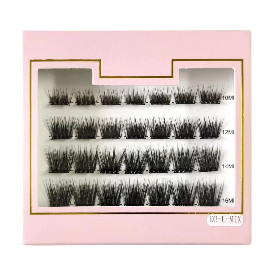Custom 25mm Handmade Segment Lashes DIY Box Lash Cluster Kit Private Label Eyelash Clusters Tray for Makeup
