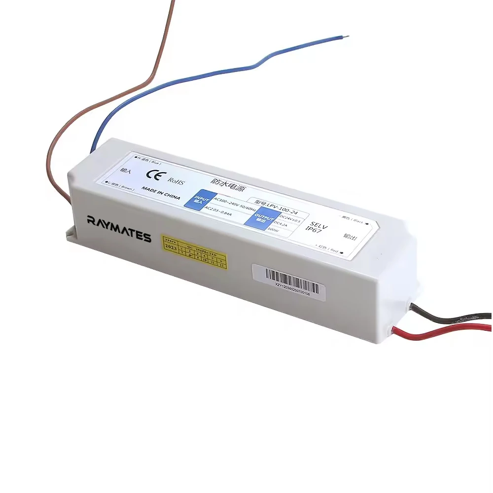 RAYMATES LPV-100-24 100W 24V 4.2A IP67 Waterproof Plastic Shell LED Driver Switching Power Supply