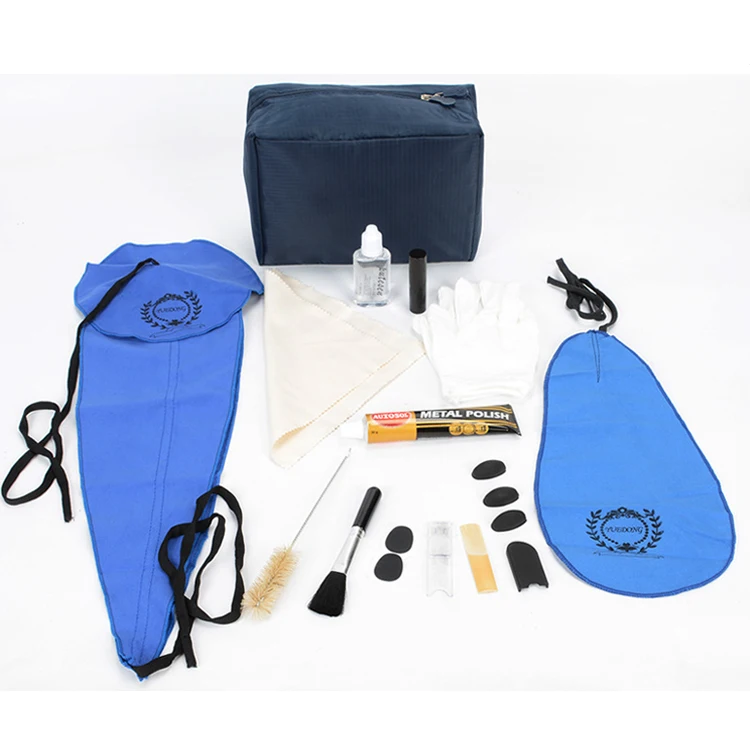 Wholesale Sax Cleaning Cloth Mouthpiece Brushes Saxophone Cleaning Kit with Case for Alto Tenor Clarinet Flute