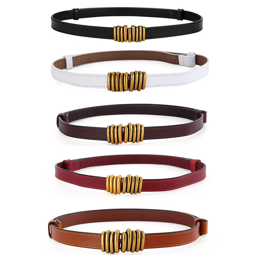 Vintage Genuine Leather Belts for Lady Split Leather Alloy Buckles Adjustable Casual Fashion Dress Decoration Belt