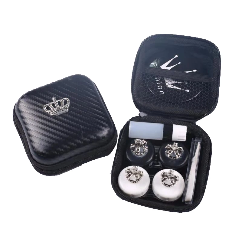 new design fashion OEM custom logo crown contact lens case