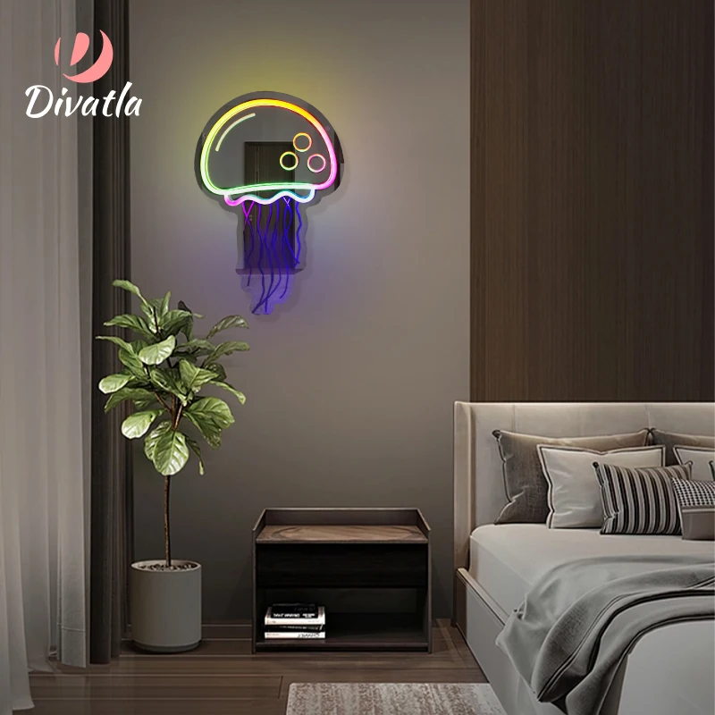 Divatla Custom Personalized Love Dreamcolor Neon Mirror With Led Light For Wedding Bedroom Decor Neon Light Mirror