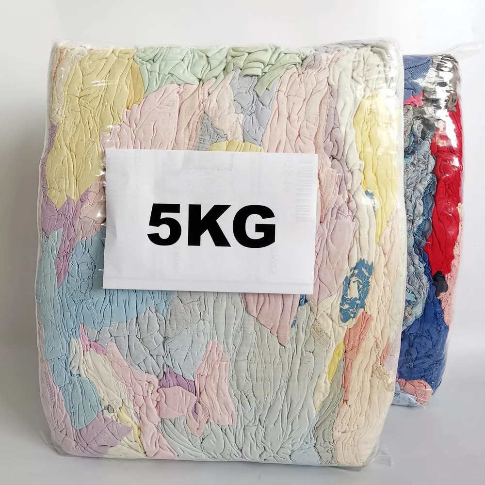 10kg to 100kg package multi purpose cotton used  rags fabric cut pieces dark color t shirt rags trapos industriales