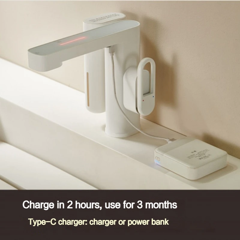 2-in-1 Bathroom Sink Faucet Automatic Sensor Hand Free Smart LED Color Changing Basin Faucet With Sensor Soap Dispenser