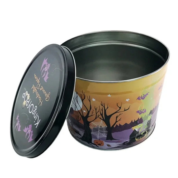 1.0/2.0/3.5/6.5 Gallon Custom Metal Round Empty Packing Food Grade Popcorn Tin Bucket With Lid