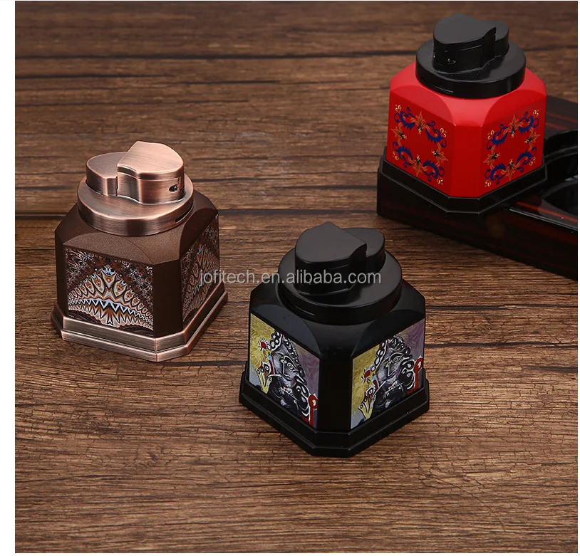 Metal Windproof Cigar Lighter 4 Jets Red Flame Torch Cigarette Tobacco Cigar Lighter With Gift Box For Home Cigar Store