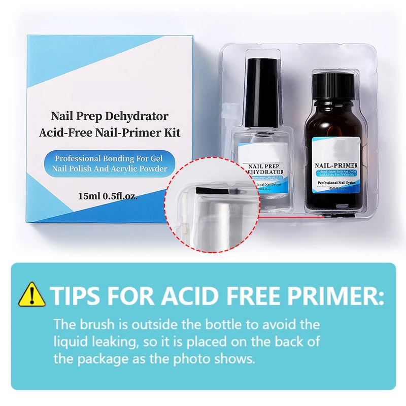 Nail Prep Dehydrator and Nail Primer X-strength No Burn Non Acid Protein Bond Primer for Acrylic Powder and UV Gel Nail Polish
