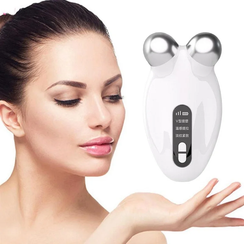 EMS Microcurrent Face Lifting Device 3D Roller Facial Massager Anti wrinkle Tighten Skin Rejuvenation Beauty Apparatus