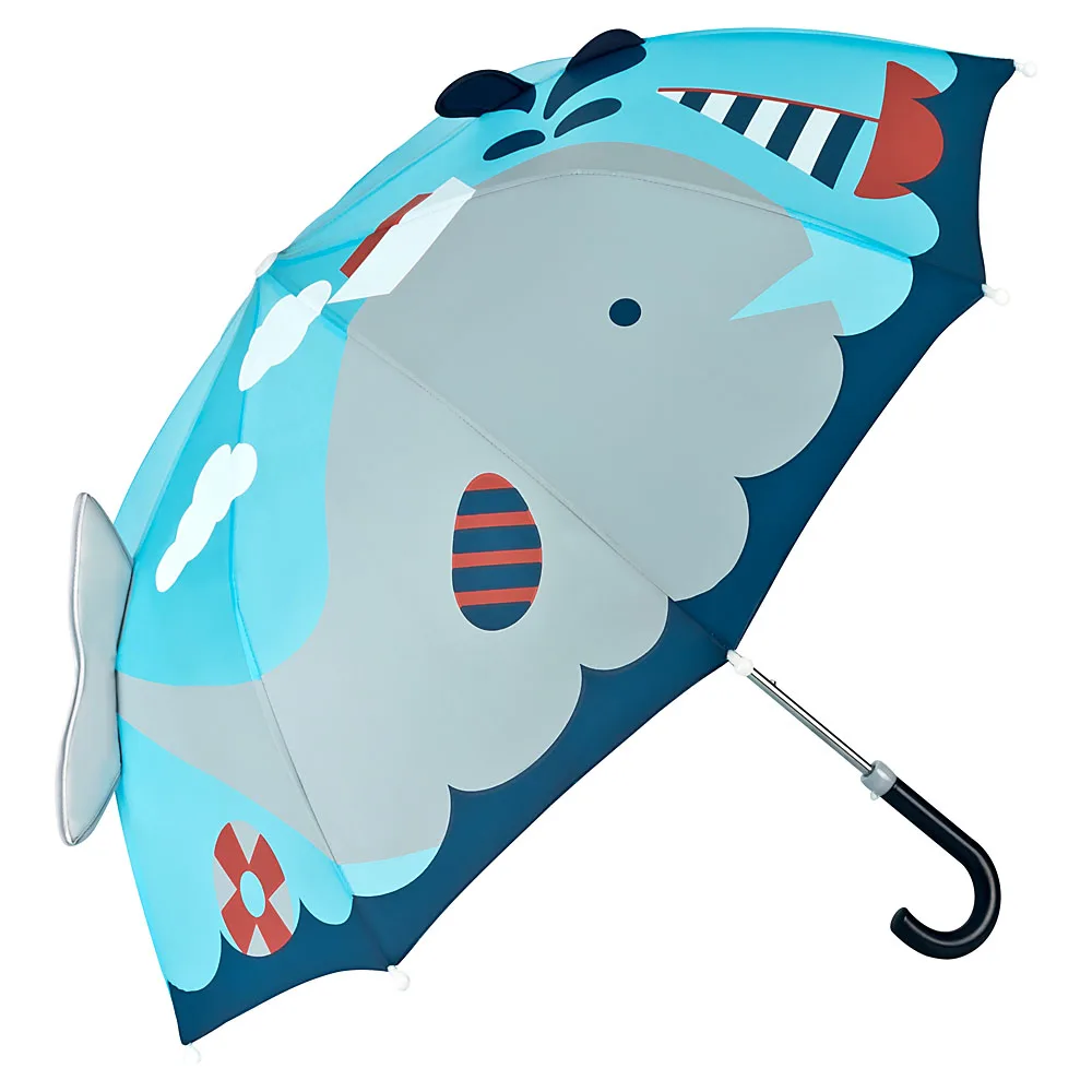 Adorable Happy Cartoon Cute 3D Grey Whale Printing Manual Opening Children Straight Kids Umbrellas for Rainy Day
