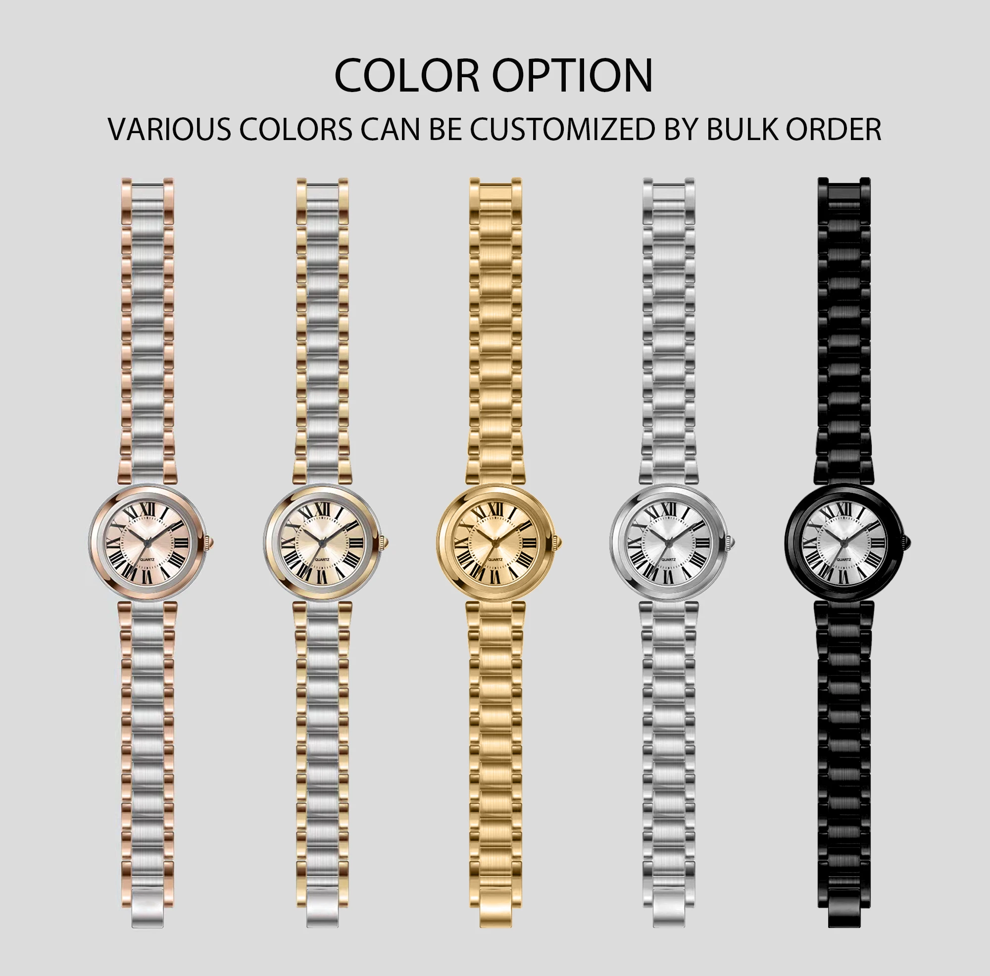 Factory customize your own brand fashion slim watches for ladies personalized stainless steel water resistant wristwatch