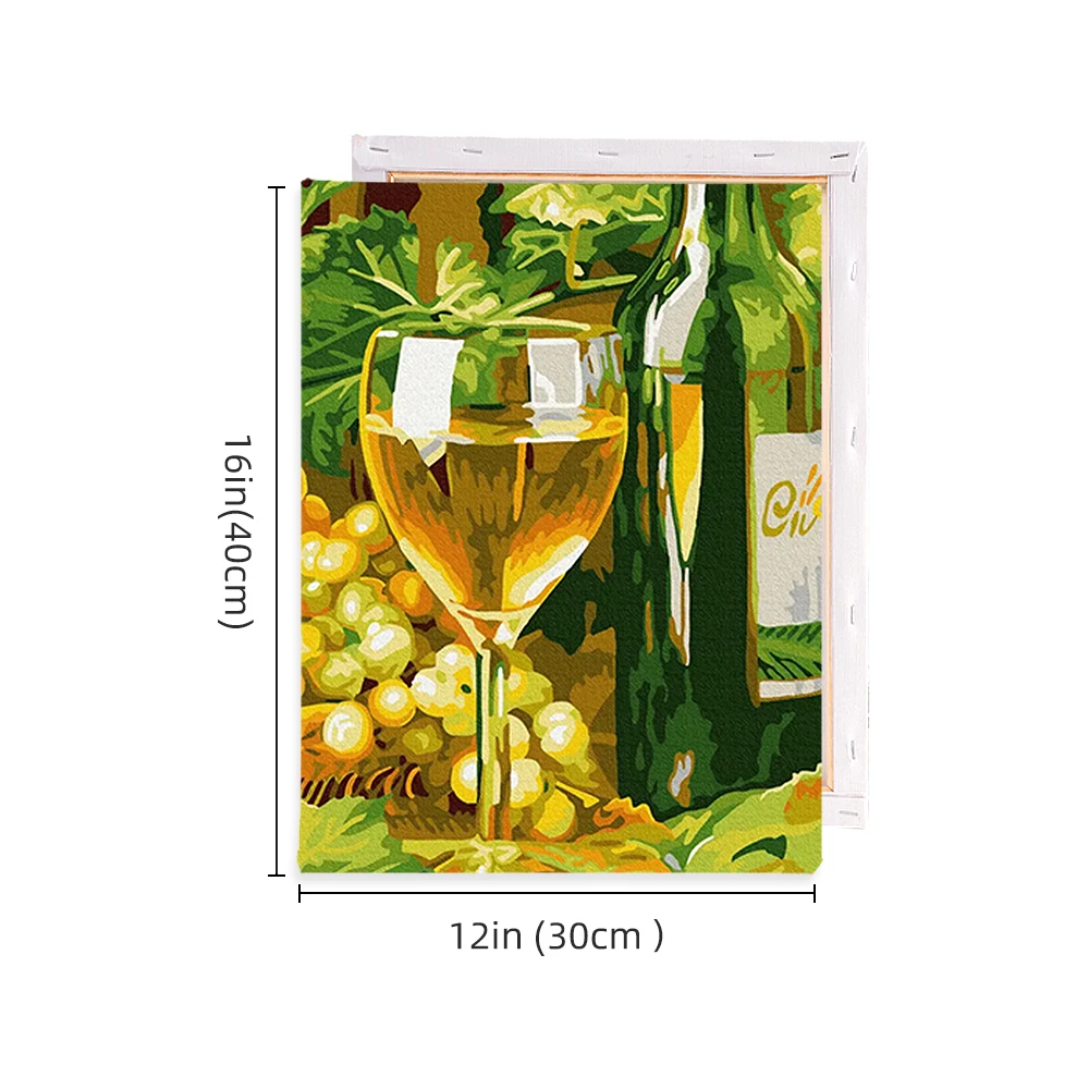 AOVIA 30 * 40 painting by numbers white wine glass small fresh art canvas oil decorative painting Wholesale handmade gifts