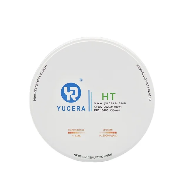Hot Selling Yucera 98mm HT White dental zirconia blocks and zirconia discs Dental Consumables for dental lab