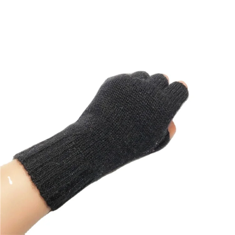 Кашемировые защитные высококачественные женские вязаные перчатки без пальцев для вождения