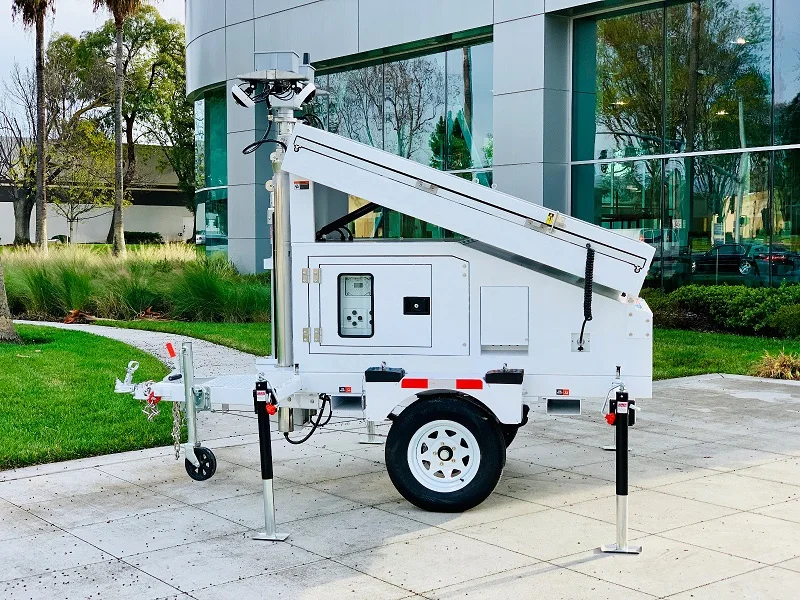 long endurance 4G 5G Starlink Hybrid Mobile Solar CCTV Surveillance Trailer Tower With Alternate Energy Sources For Security