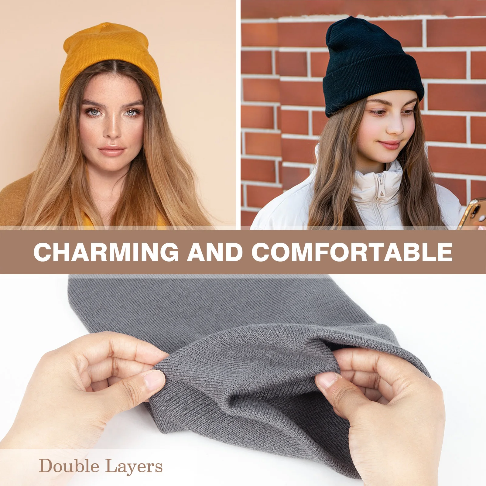 Custom 1pcs Skin Friendly 100% Cotton Rib Knit Cuffed Roll up Edge Beanie Hats for Men and Women