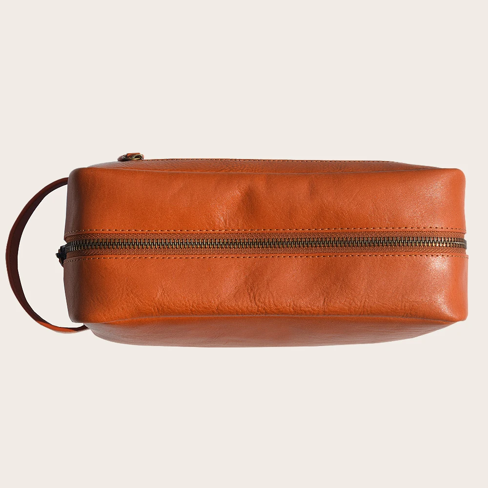 Travel storage organizer custom luxury genuine leather women makeup cosmetic bag