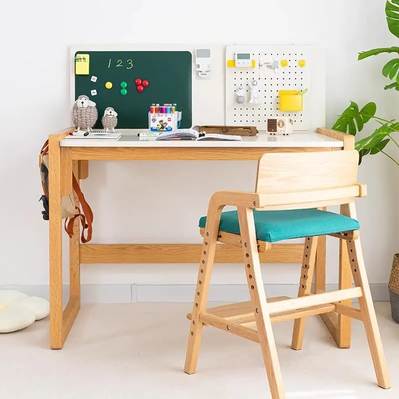 Trapezoidal Structure Children Furniture Adjustable Height Wood Frame Dining Chairs