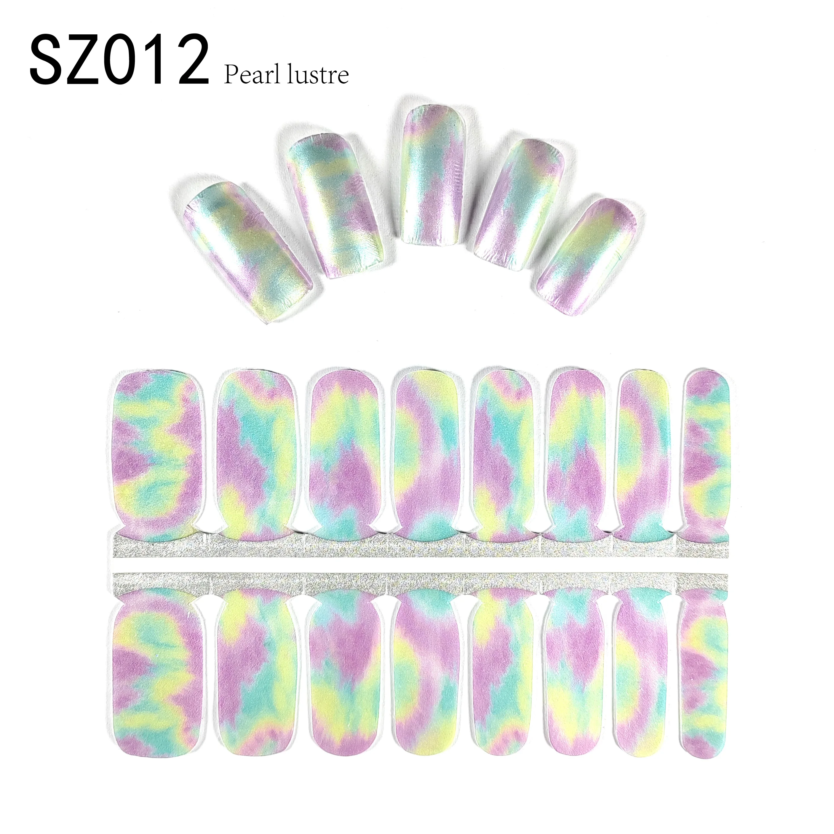 KIKI LEE 16 Strips Korean Women double sided nail glue sticker Fashion Style Products Glossy Gold Glitter Nail polish Stickers