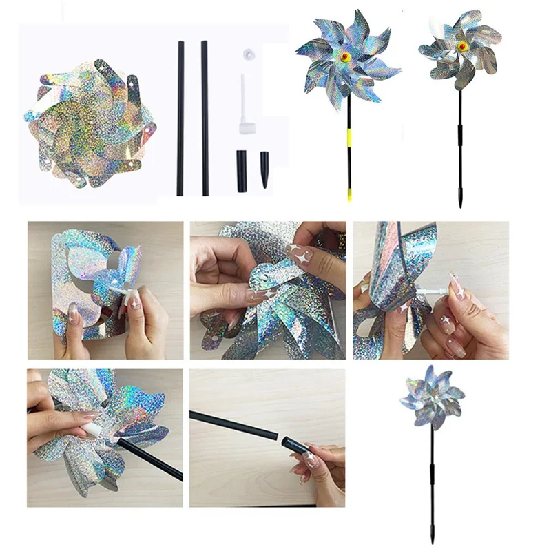 Bird Blinder Repellent Pinwheels Protect Outdoor Garden Pinwheels Reflective Bird Scare Deterrent Driving Windmill Bird Repeller