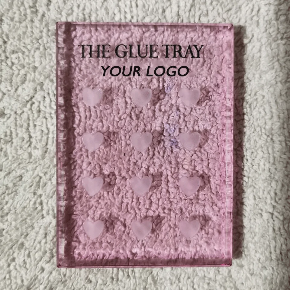 crystal heart shape lash tile Heart Shaped Acrylic Glue Dispensing Table Eyelash Extension Cup holder pink eyelash glue pallet