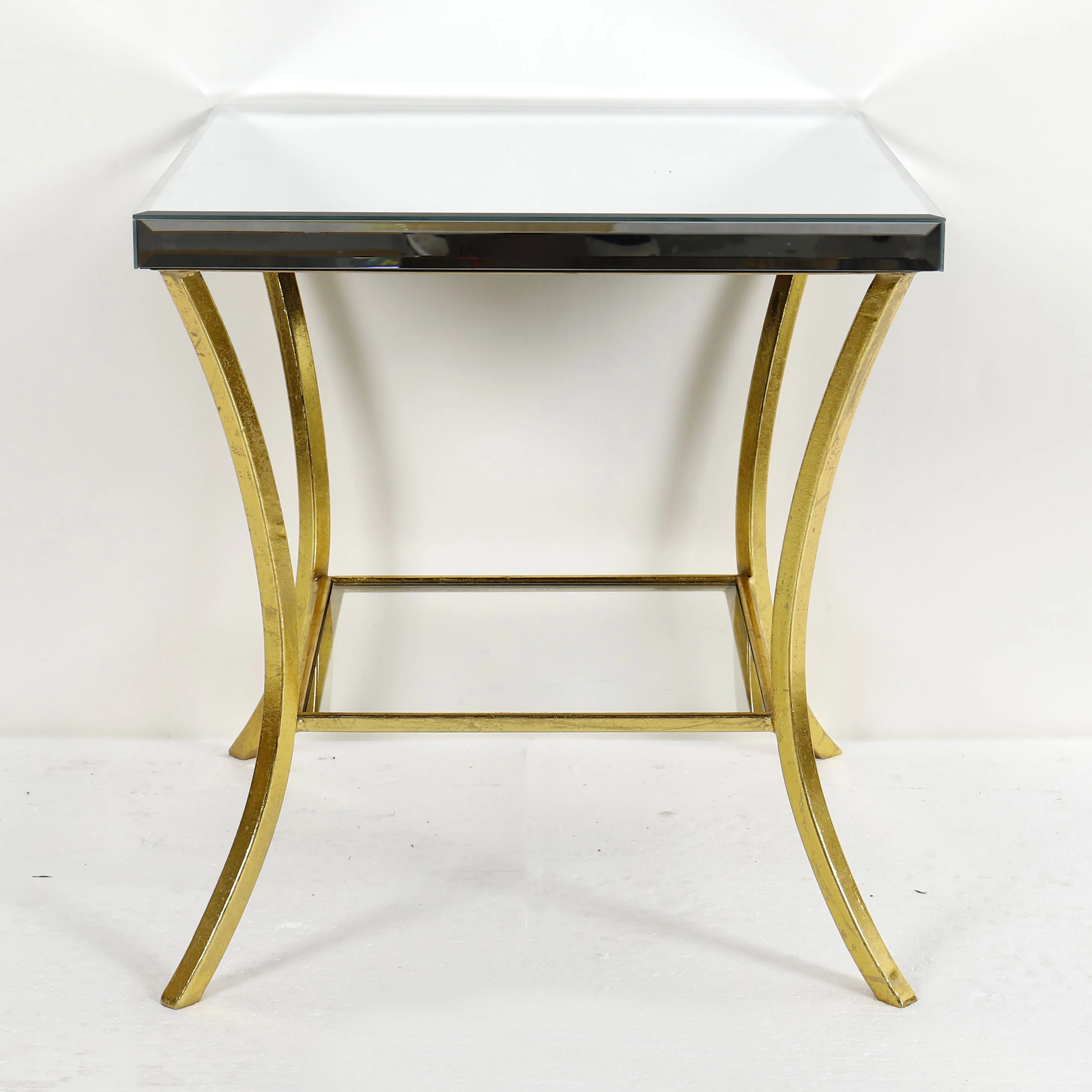 coffee table modern customized flower decorative shinely gold foiled mirror top round coffee table