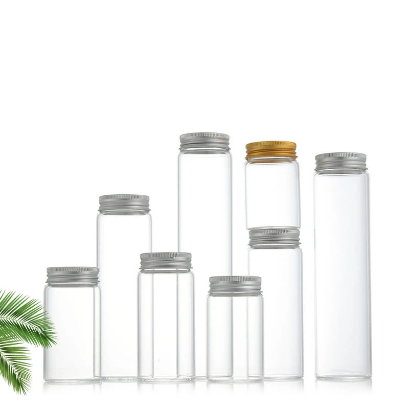 Wholesale 50ml 60ml 100ml 150ml clear round storage glass bottle with screw cap