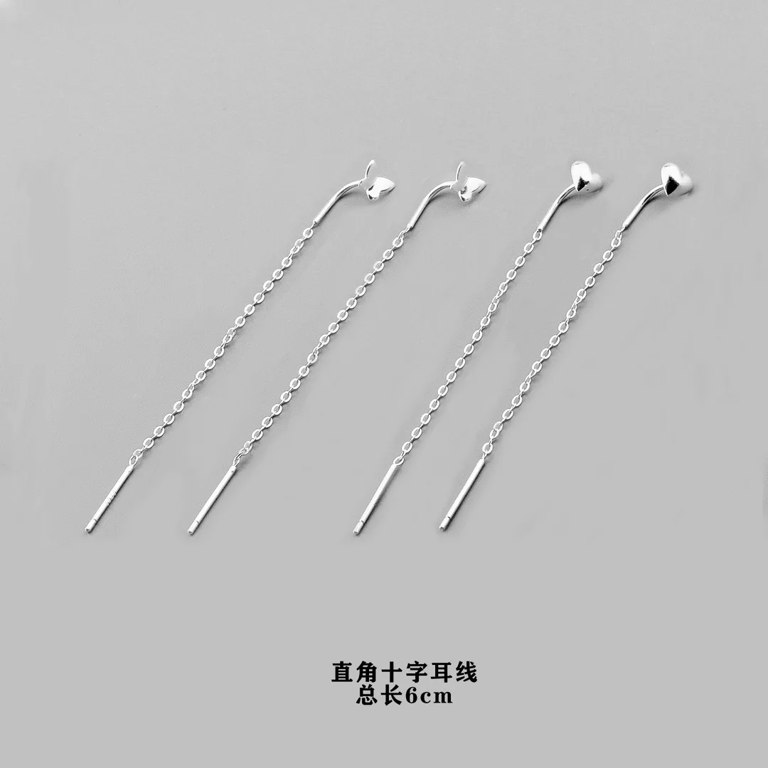 30pcs/bag S925 Sterling Silver U Shape Box Chain Ear Line With Loops & Peg Bails Link Chain Twisted Tassel Threader CZ Earring