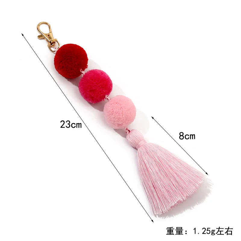 Purse Handbags Bag Decor Charms Pendant Key Ring Colorful Rainbow Boho Long Tassel PomPom Keychain