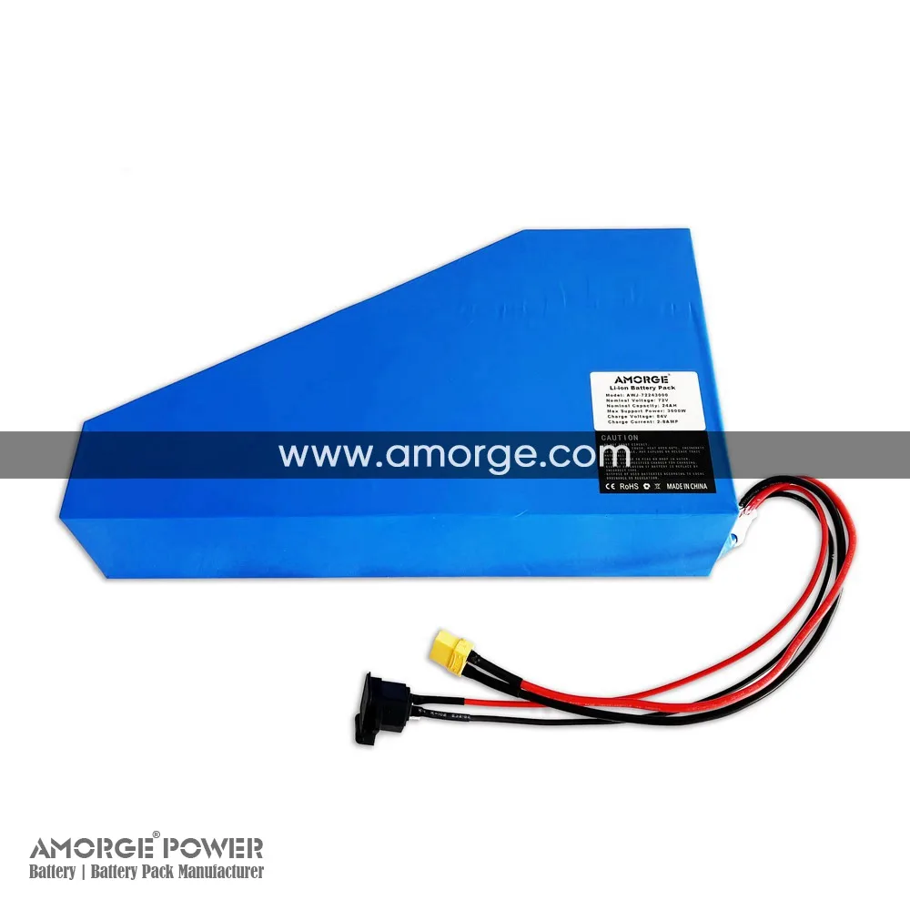 Amorge Lithium Ion Triangular battery   72v 24ah 60AMP  pack for electric bicycle